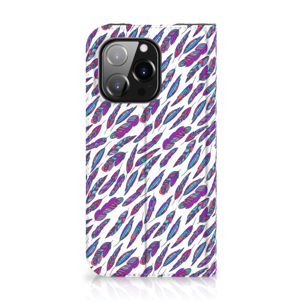 iPhone 14 Pro Hoesje met Magneet Feathers Color