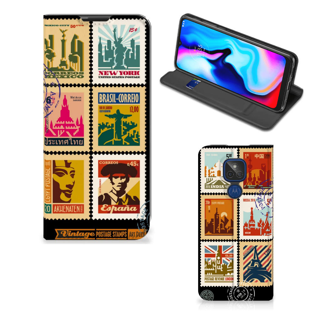 Motorola Moto G9 Play Book Cover Postzegels - B2C Telecom