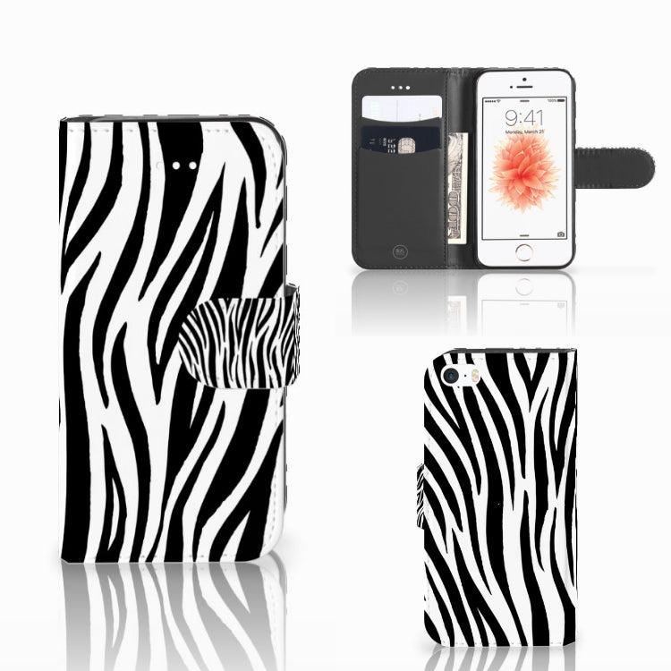 Apple iPhone 5 | 5s | SE Telefoonhoesje met Pasjes Zebra