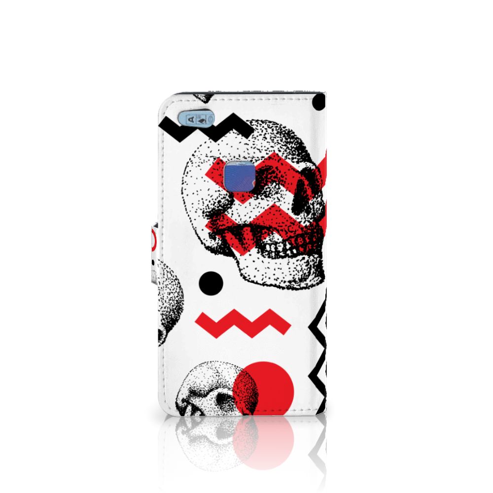 Telefoonhoesje met Naam Huawei P10 Lite Skull Red