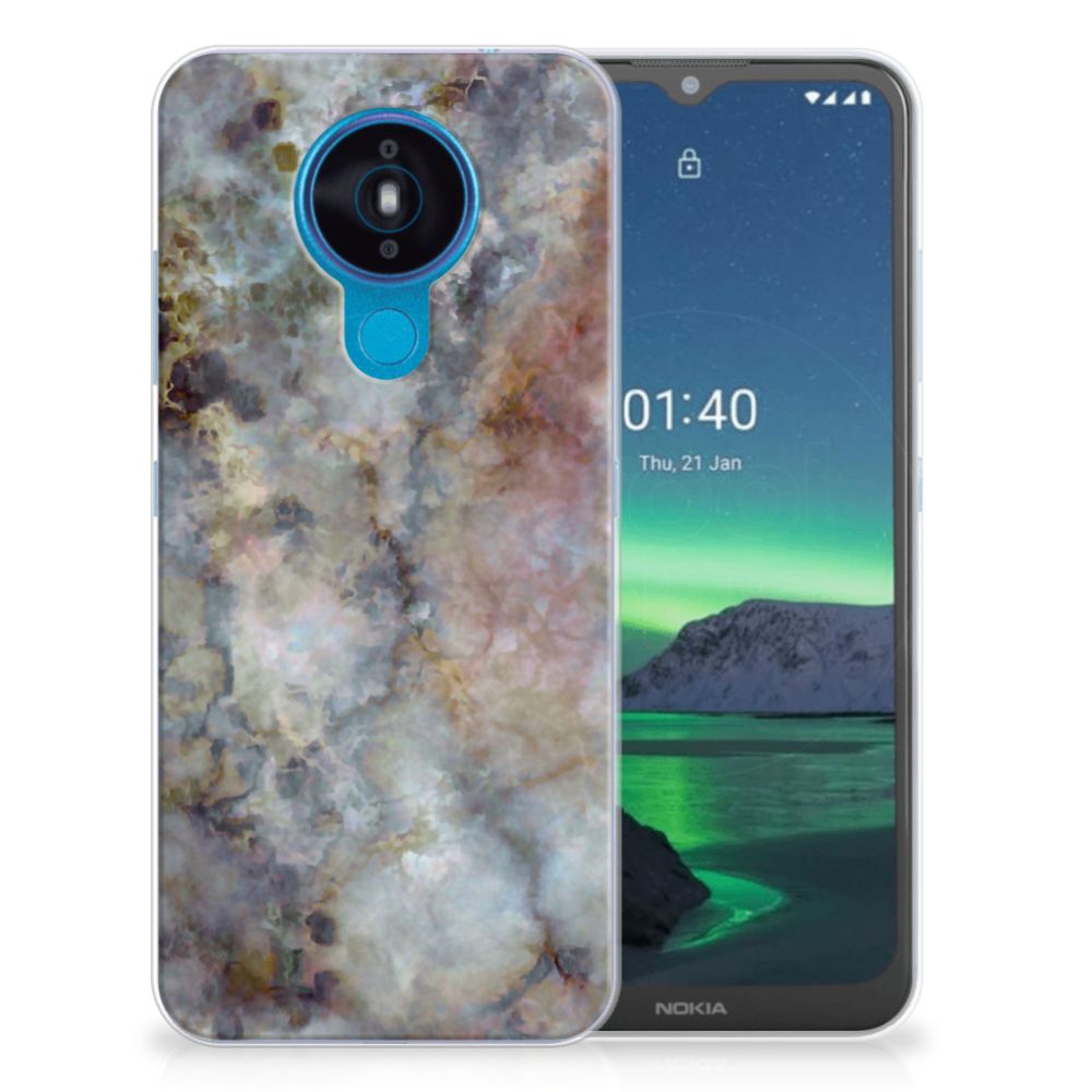 Nokia 1.4 TPU Siliconen Hoesje Marmer Grijs