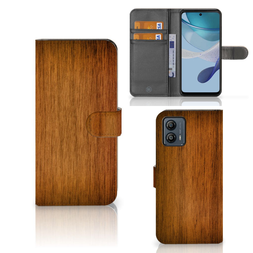 Motorola Moto G53 Book Style Case Donker Hout