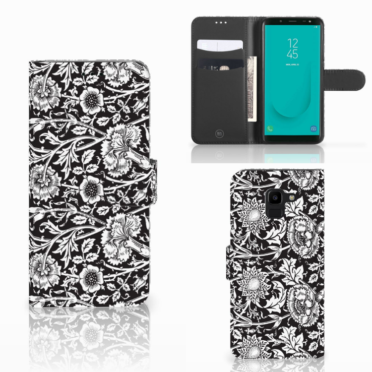 Samsung Galaxy J6 2018 Hoesje Black Flowers