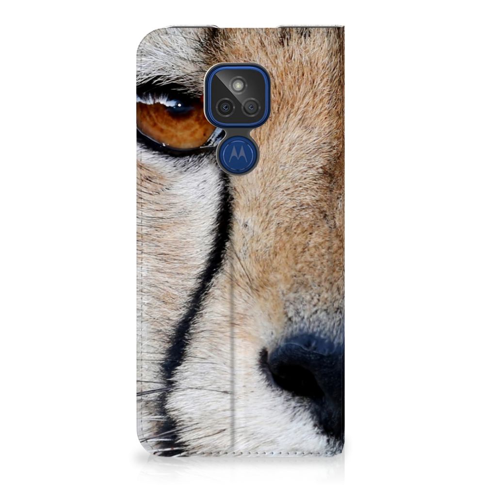 Motorola Moto G9 Play Hoesje maken Cheetah close-up design met jachtluipaard details.