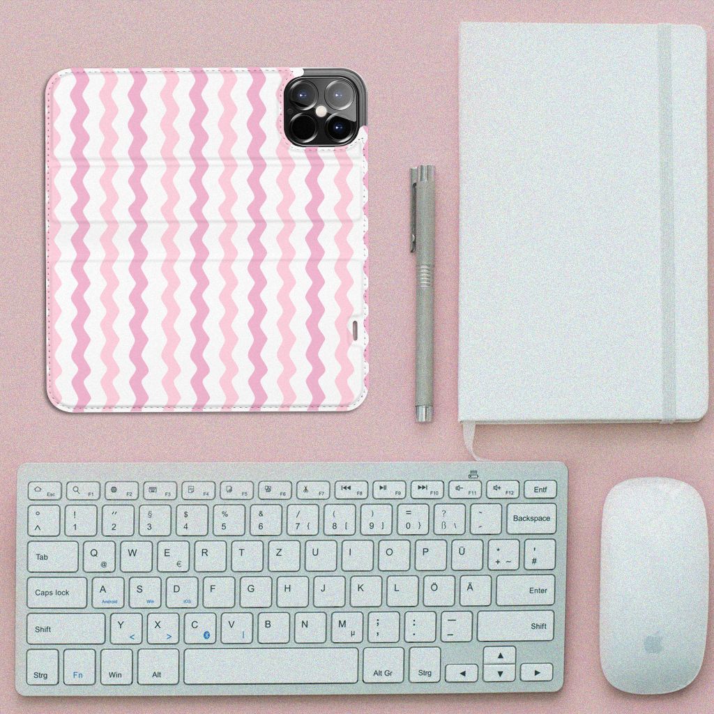 iPhone 12 Pro Max Hoesje met Magneet Waves Roze - B2C Telecom