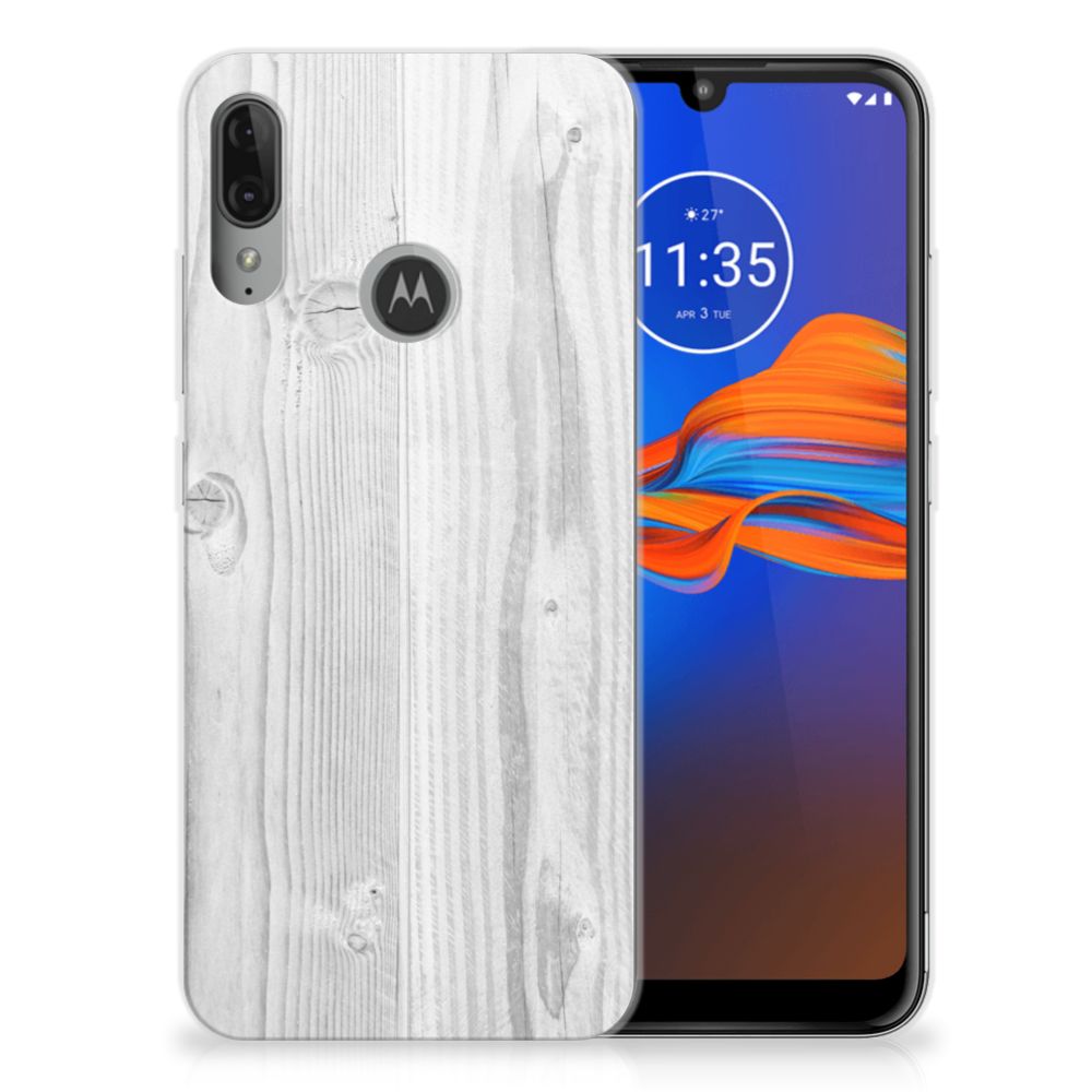 Motorola Moto E6 Plus Bumper Hoesje White Wood