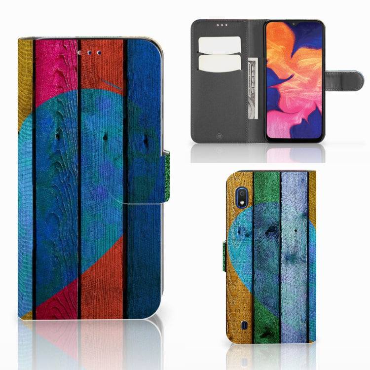 Samsung Galaxy A10 Book Style Case Wood Heart - Cadeau voor je Vriend