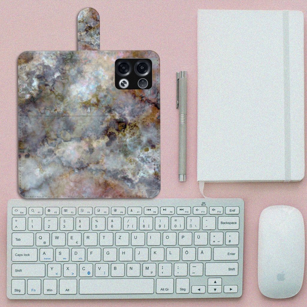OPPO Reno8 Pro Bookcase Marmer Grijs