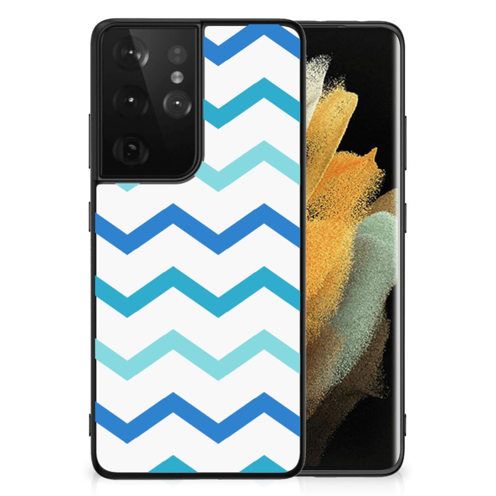 Samsung Galaxy S21 Ultra Back Case Zigzag Blauw B2C Telecom