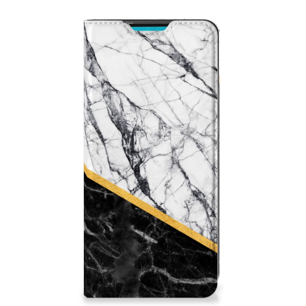Samsung Galaxy A73 Standcase Marmer Wit Zwart - Origineel Cadeau Man - B2C Telecom