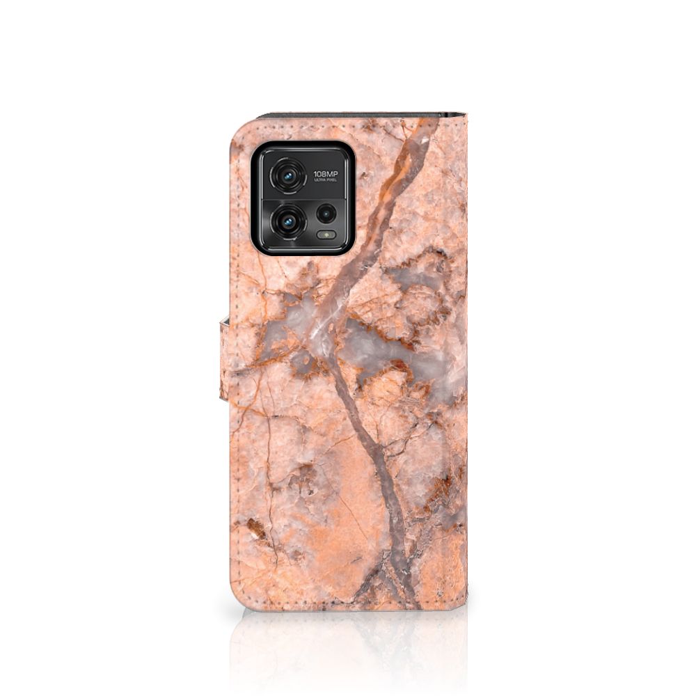 Motorola Moto G72 Bookcase Marmer Oranje