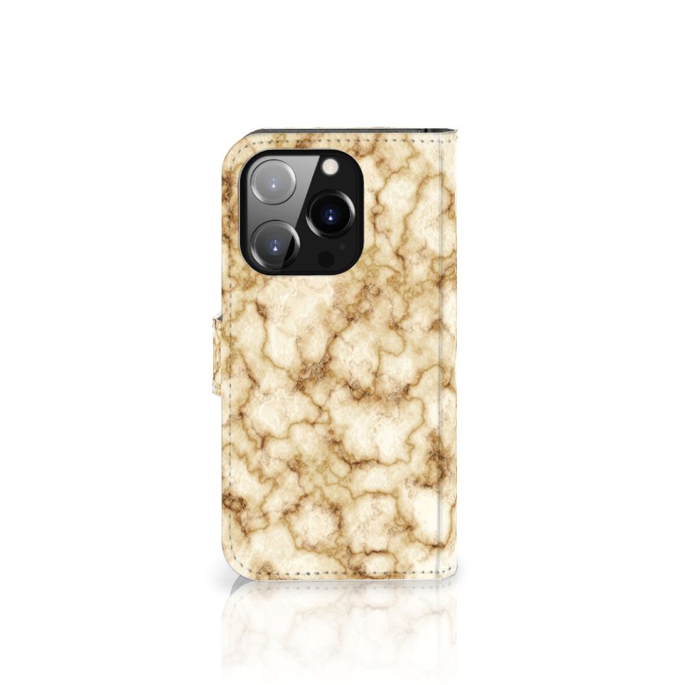 iPhone 14 Pro Bookcase Marmer Goud