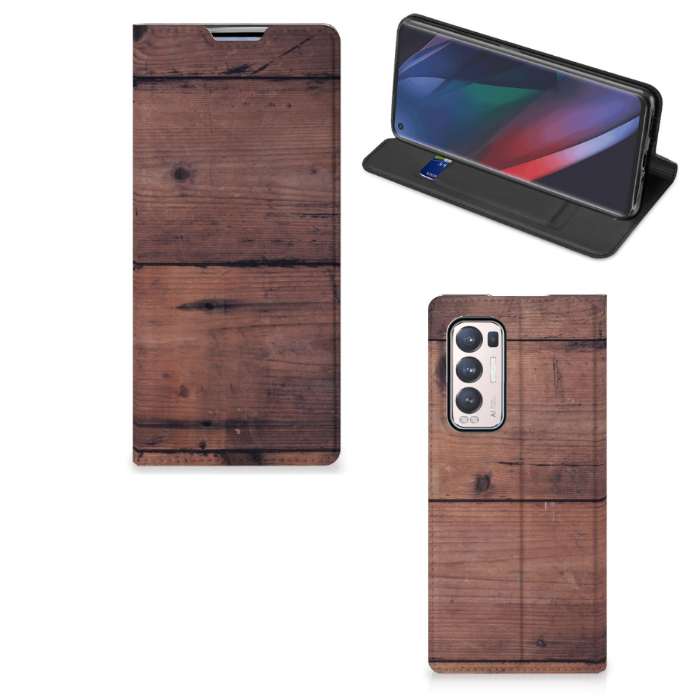 OPPO Find X3 Neo Book Wallet Case Old Wood - B2C Telecom