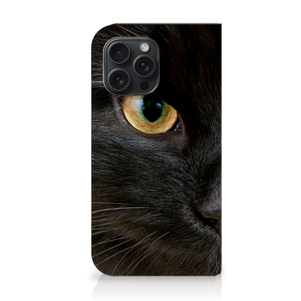 iPhone 15 Pro Max Hoesje maken Zwarte Kat met close-up van een zwarte kat zijn oog, perfect voor bescherming 📱