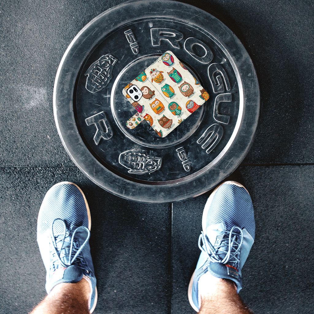 OPPO Find X5 Pro Telefoonhoesje met Pasjes Vrolijke Uilen