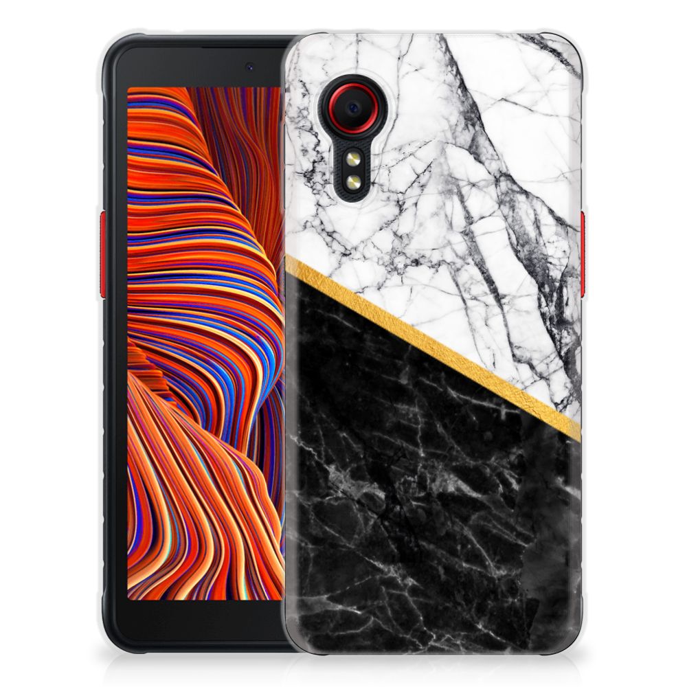 Samsung Galaxy Xcover 5 TPU Siliconen Hoesje Marmer Wit Zwart - Origineel Cadeau Man B2C Telecom
