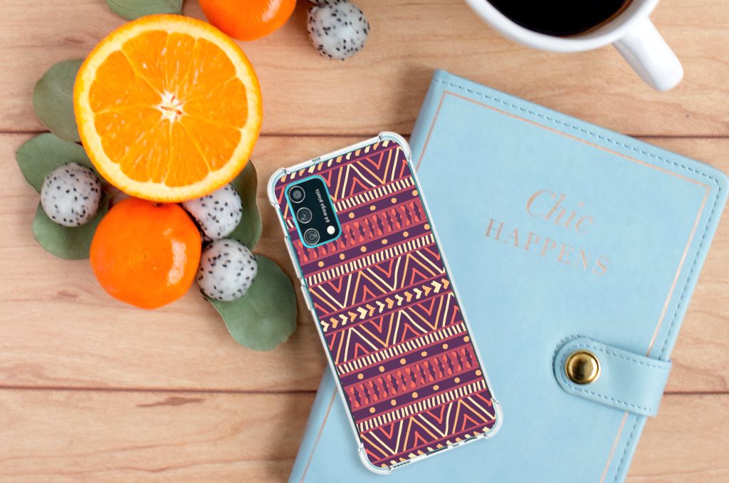 Samsung Galaxy M02s | A02s Doorzichtige Silicone Hoesje Aztec Paars B2C Telecom