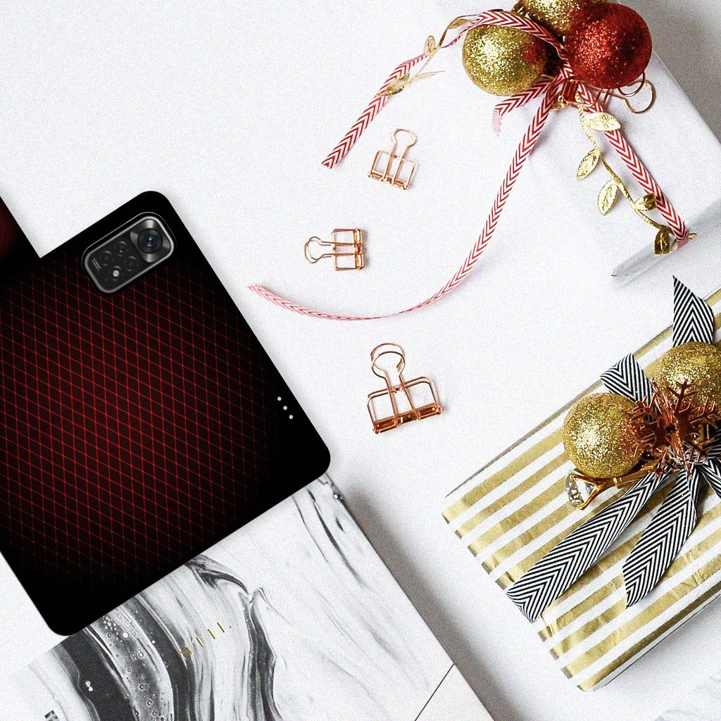 Xiaomi Redmi Note 11/11S Telefoon Hoesje Geruit Rood met minimalistisch design en opvallende kleuren.