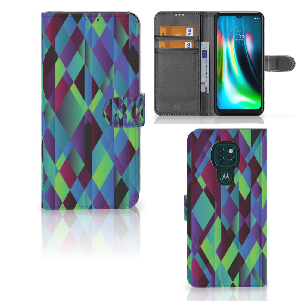 Motorola Moto G9 Play | E7 Plus Book Case Abstract Green Blue