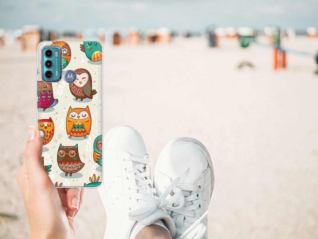 Motorola Moto G60 TPU Hoesje Vrolijke Uilen B2C Telecom