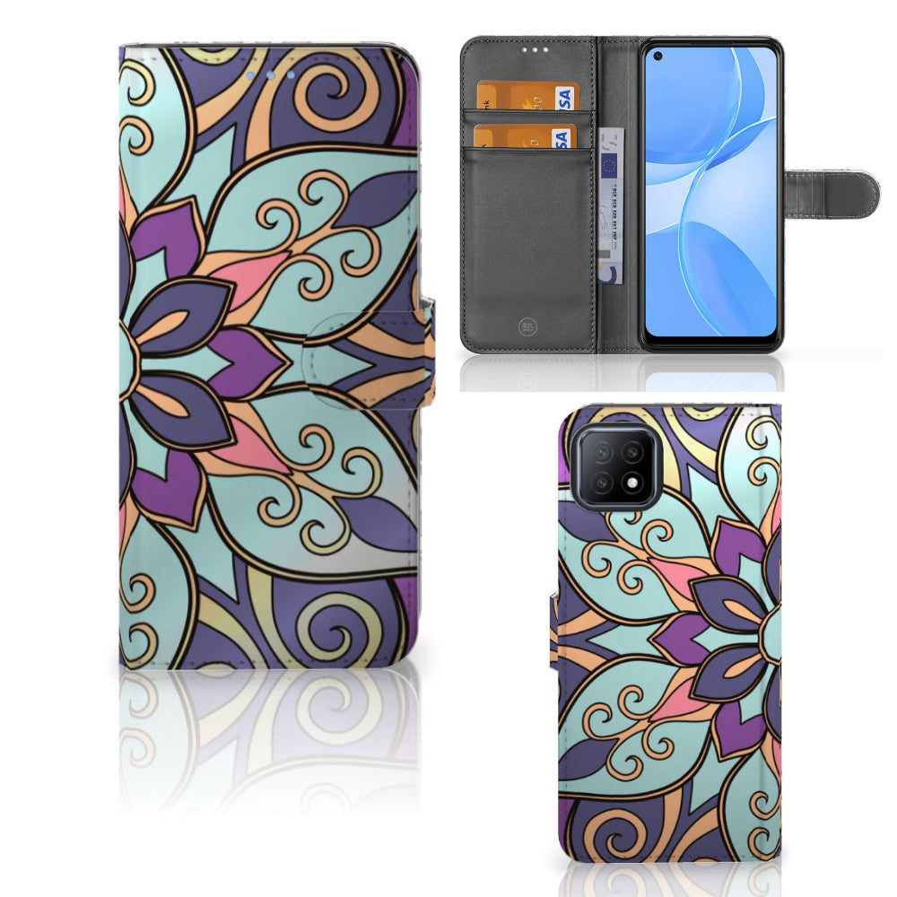 OPPO A73 5G Hoesje Purple Flower