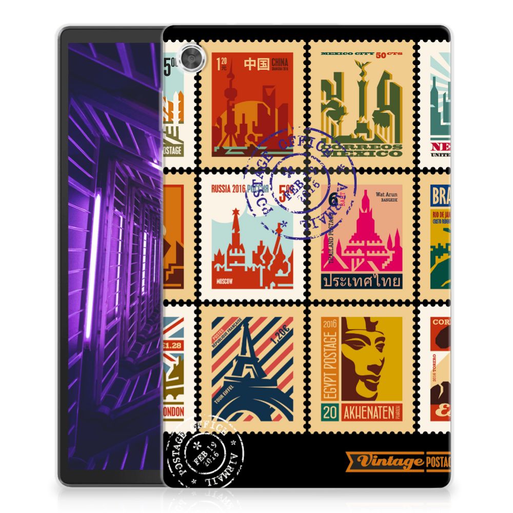Lenovo Tab M10 Plus Hip Hoesje Postzegels - B2C Telecom