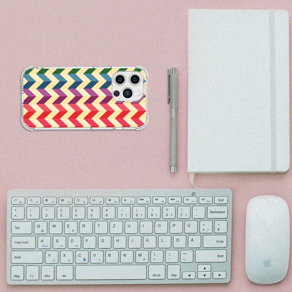 iPhone 13 Pro Max Doorzichtige Silicone Hoesje Zigzag Multi Color - B2C Telecom