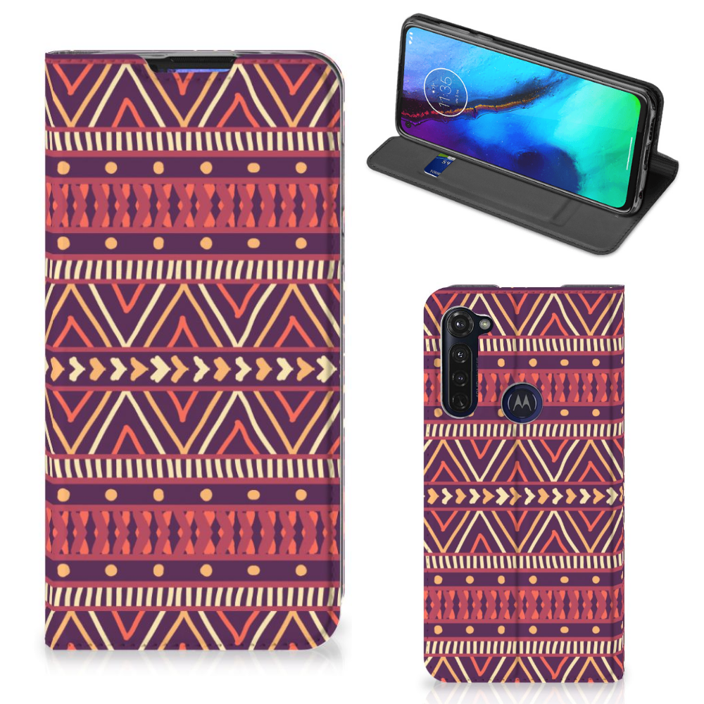 Motorola Moto G Pro Hoesje met Magneet Aztec Paars - B2C Telecom