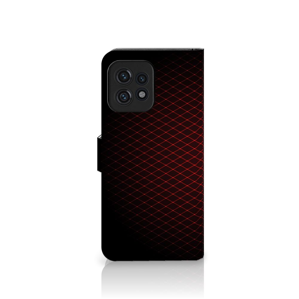 Motorola Edge 40 Pro Telefoon Hoesje Geruit Rood met minimalistisch design en ruimte voor 3 pasjes.