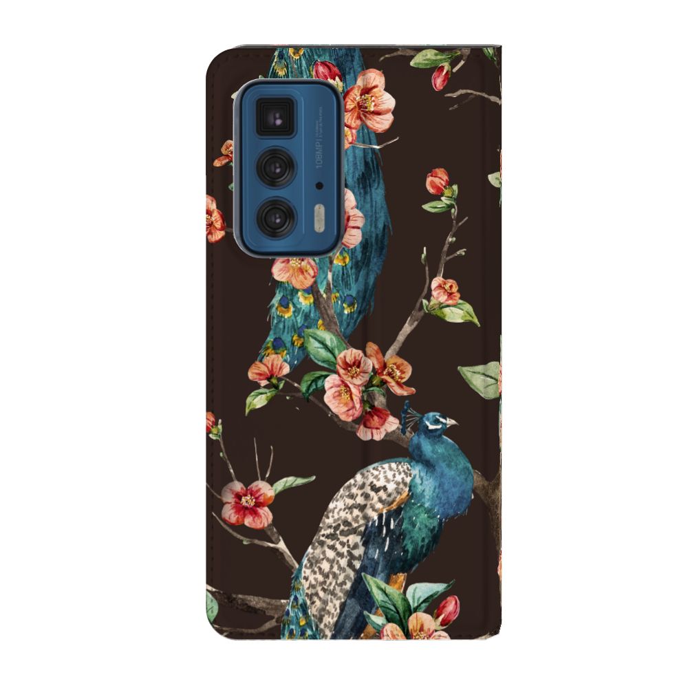 Motorola Edge 20 Pro Hoesje maken Pauw met Bloemen - B2C Telecom
