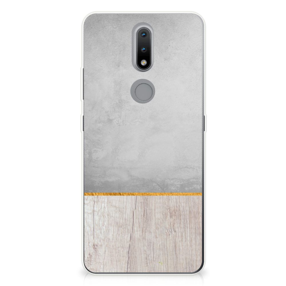 Nokia 2.4 Bumper Hoesje Wood Concrete