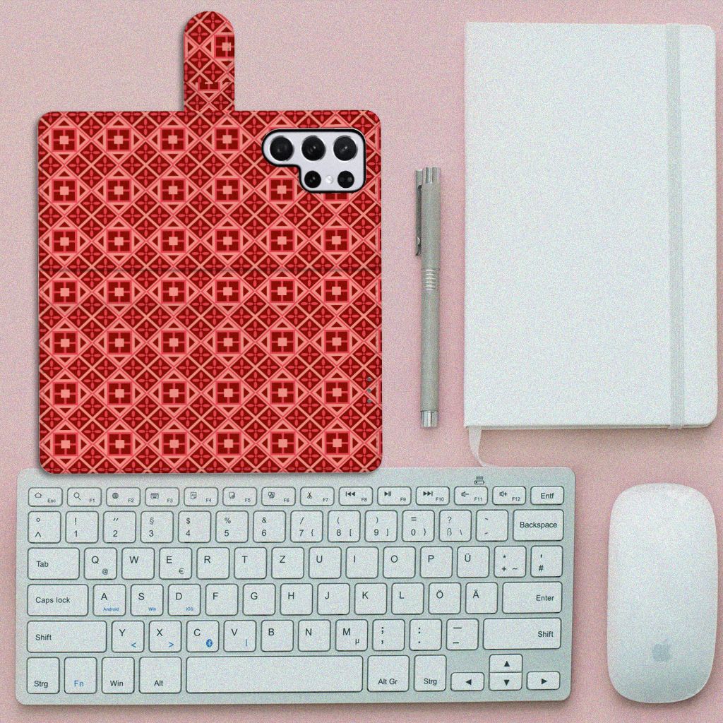 Samsung Galaxy S22 Ultra Telefoon Hoesje Batik Rood