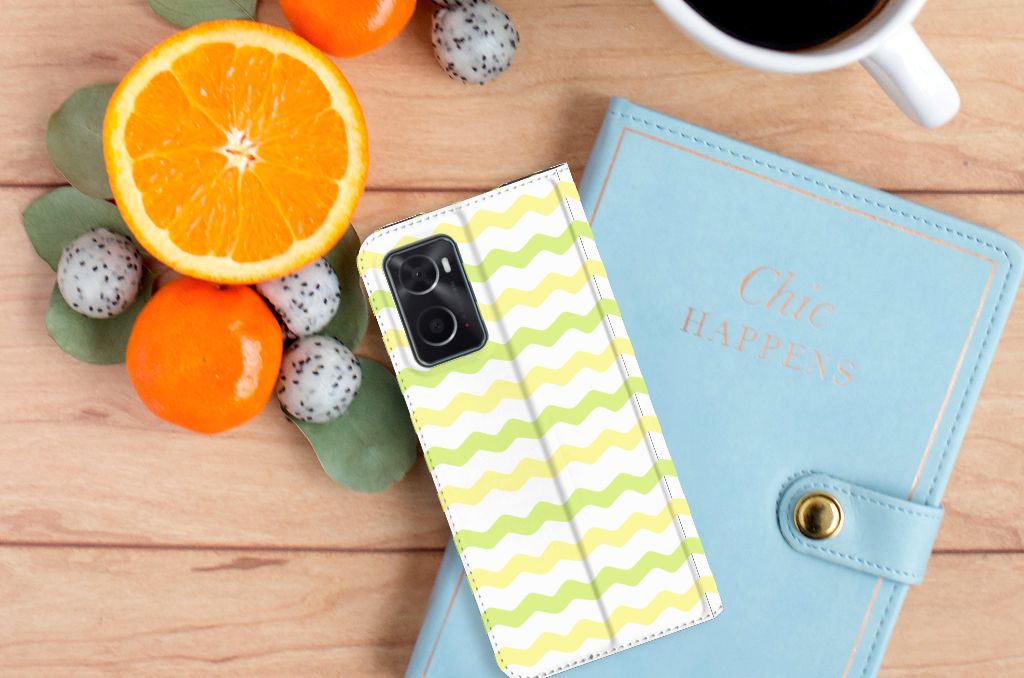 OPPO A96 | A76 Hoesje met Magneet Waves Yellow - B2C Telecom