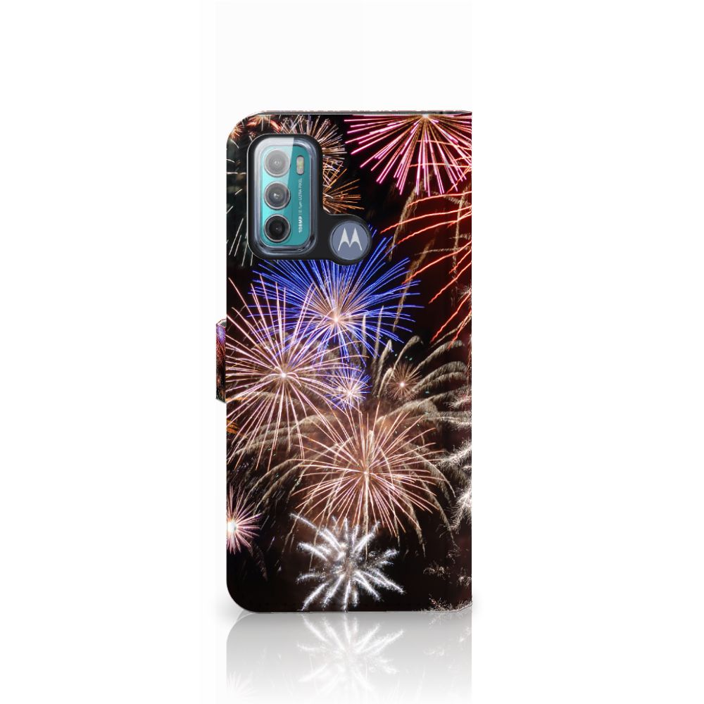 Motorola Moto G60 Wallet Case met Pasjes Vuurwerk