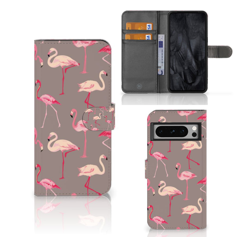 Google Pixel 8 Pro Telefoonhoesje met Pasjes Flamingo