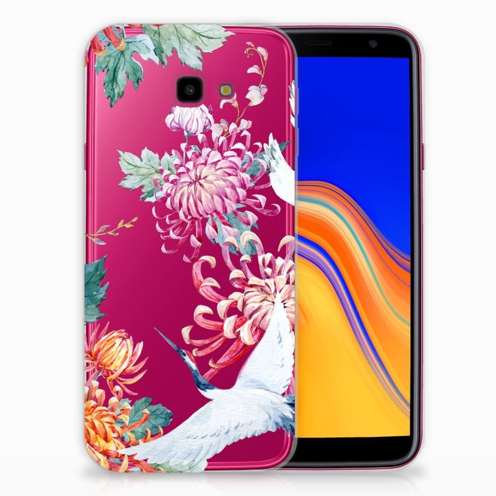 Samsung Galaxy J4 Plus (2018) TPU Hoesje Bird Flowers