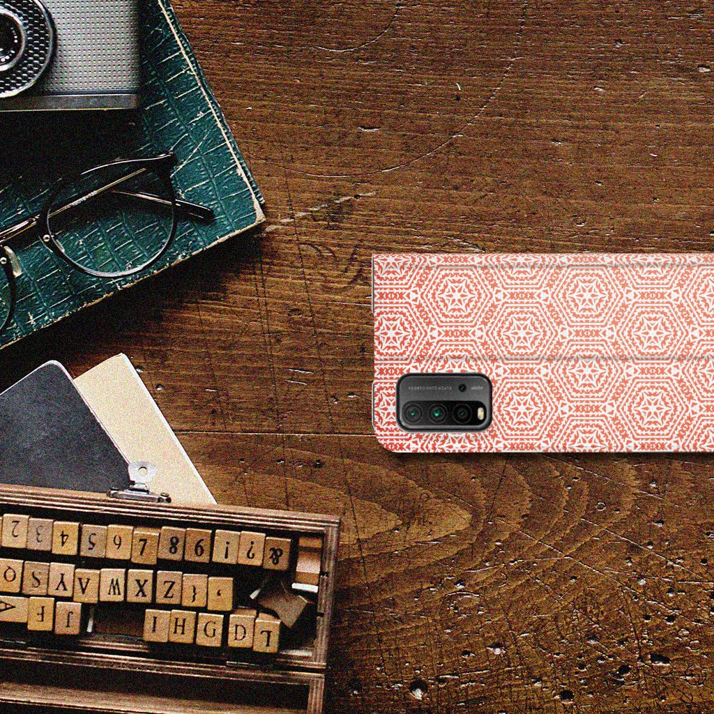 Xiaomi Poco M3 | Redmi 9T Hoesje met Magneet Pattern Orange - B2C Telecom