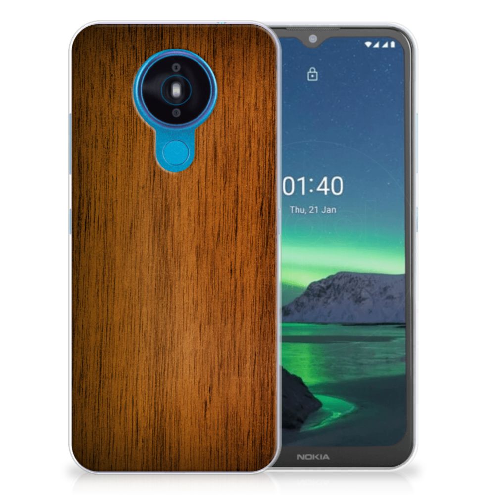 Nokia 1.4 Bumper Hoesje Donker Hout