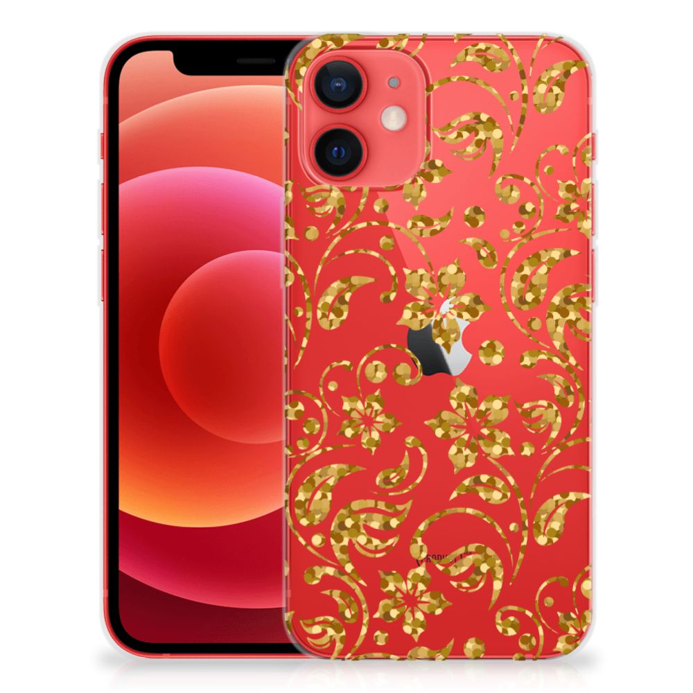iPhone 12 Mini TPU Case Gouden Bloemen B2C Telecom