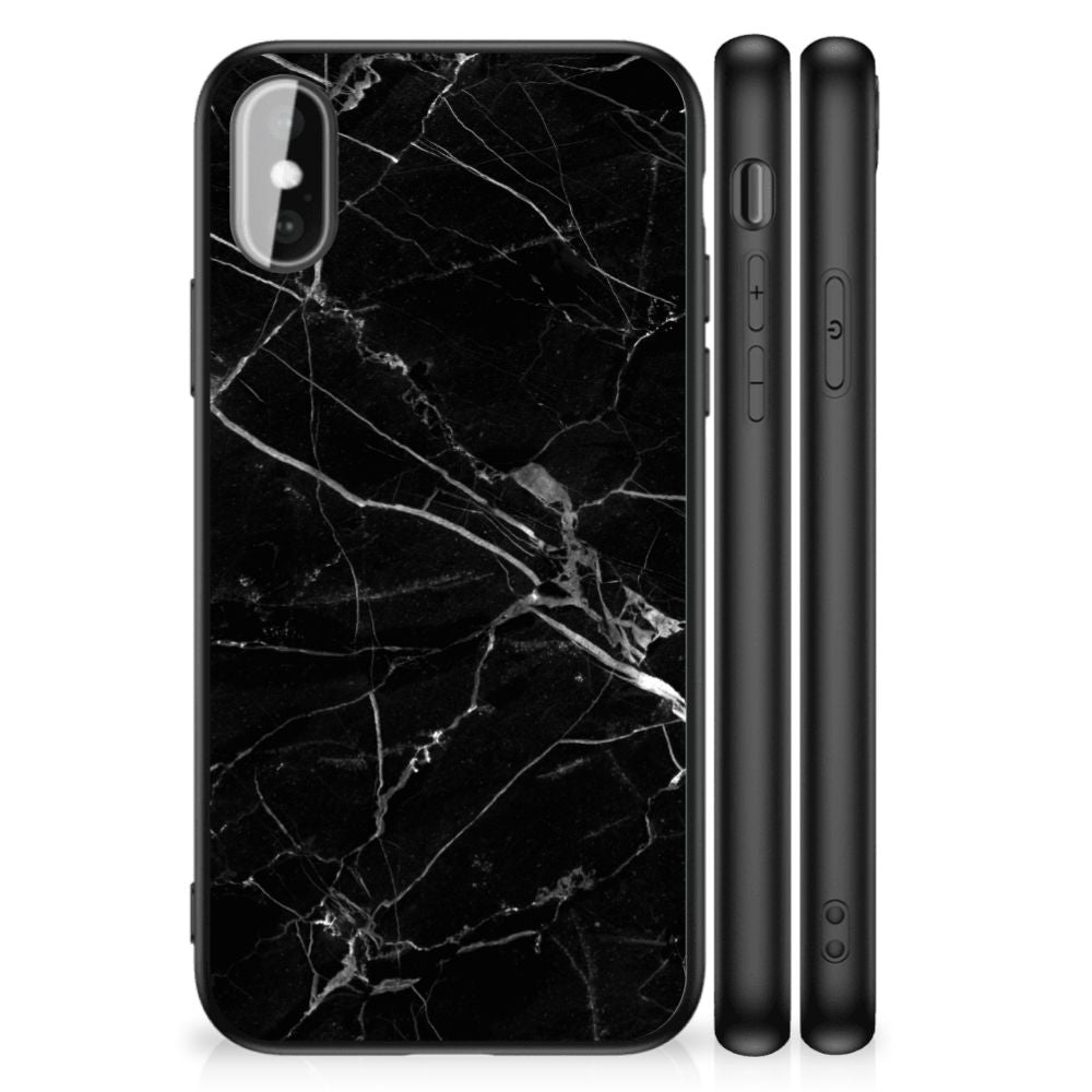 iPhone X | Xs Marmeren Print Telefoonhoesje Marmer Zwart - Origineel Cadeau Vader