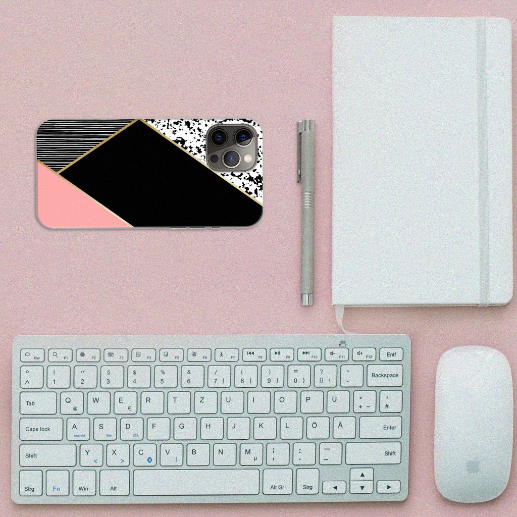 iPhone 12 Pro Max TPU Hoesje Zwart Roze Vormen B2C Telecom