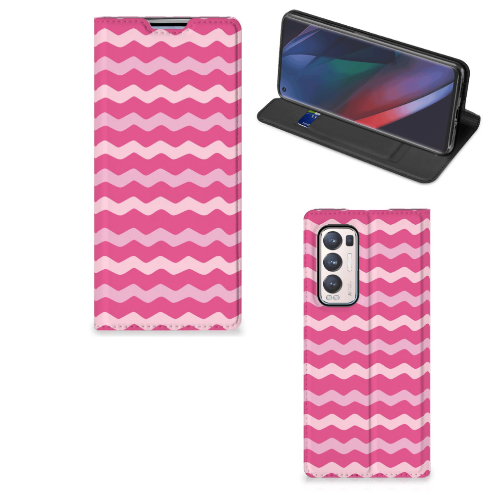 OPPO Find X3 Neo Hoesje met Magneet Waves Pink - B2C Telecom