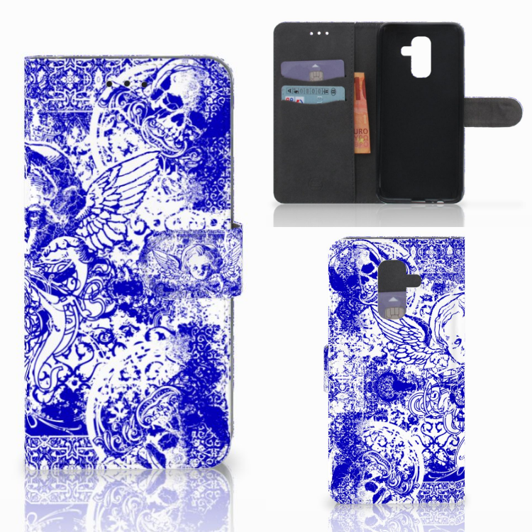 Telefoonhoesje met Naam Samsung Galaxy A6 Plus 2018 Angel Skull Blauw