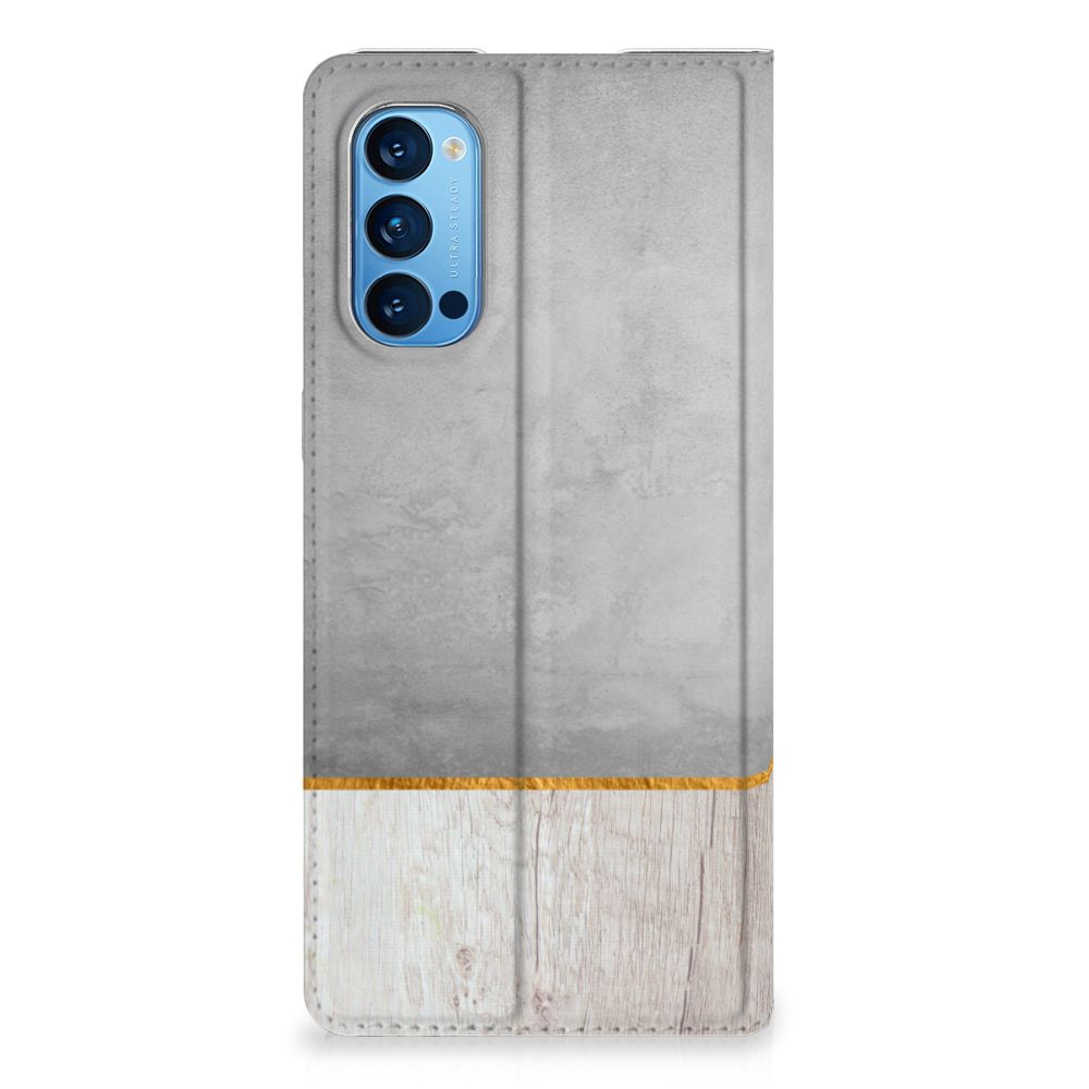 OPPO Reno4 Pro 5G Book Wallet Case Wood Concrete - B2C Telecom