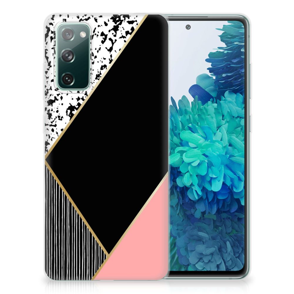 Samsung Galaxy S20 FE TPU Hoesje Zwart Roze Vormen