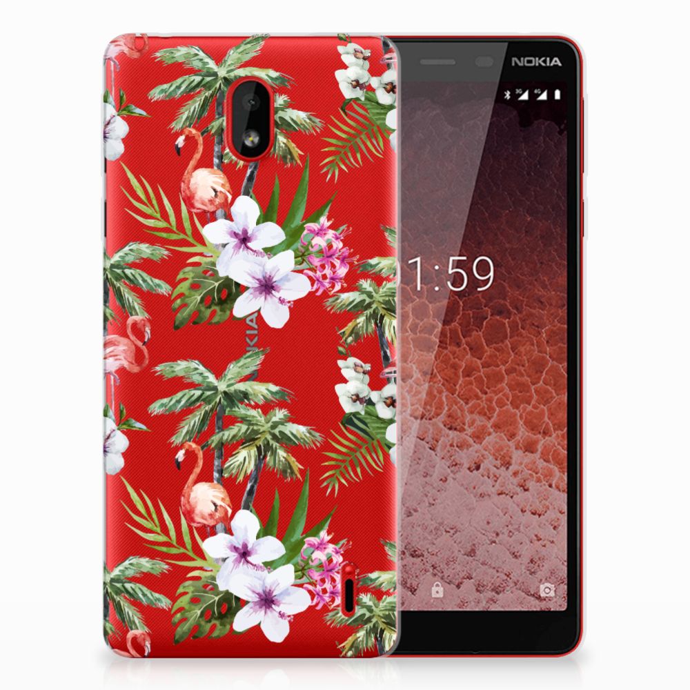 Nokia 1 Plus TPU Hoesje Flamingo Palms