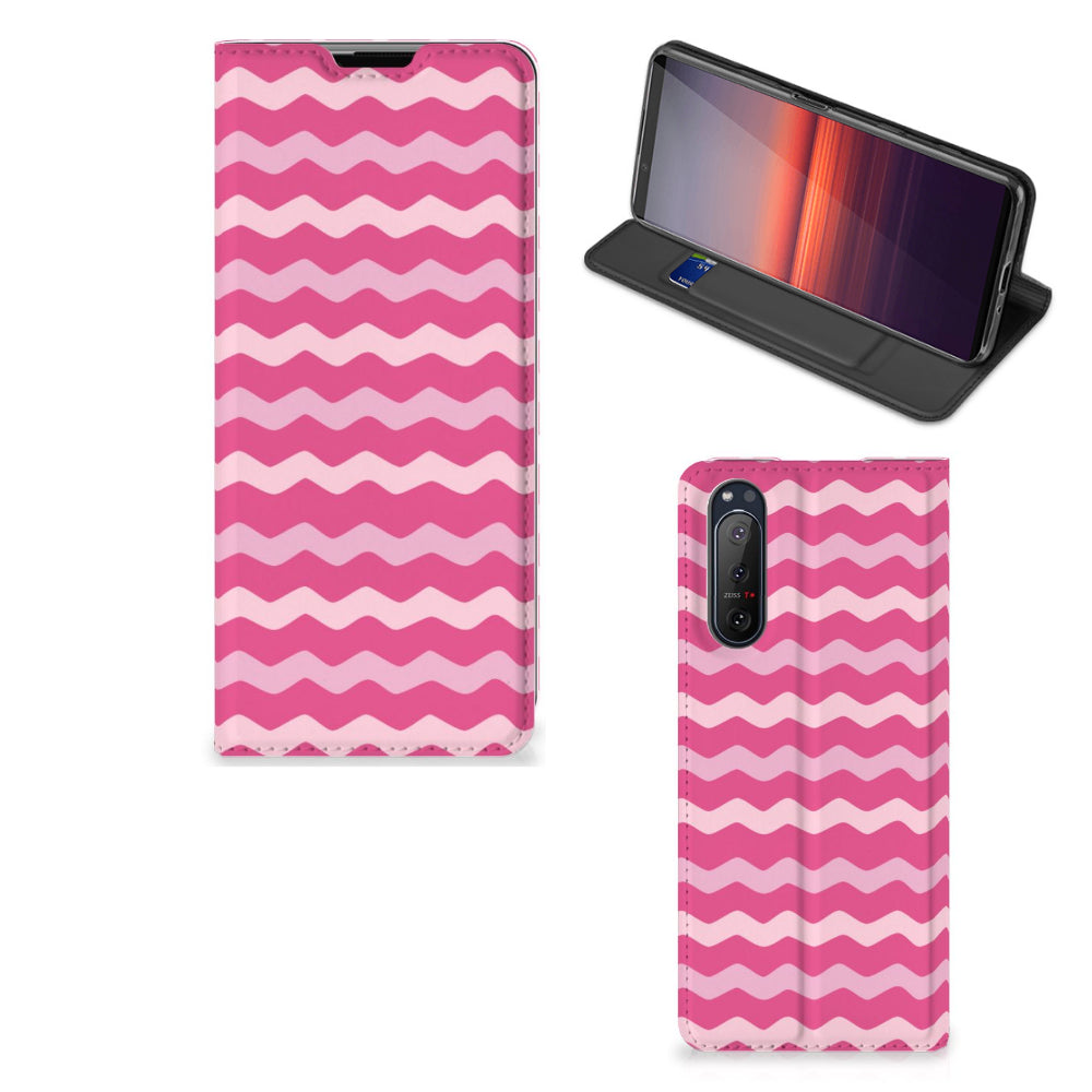 Sony Xperia 5 II Hoesje met Magneet Waves Pink