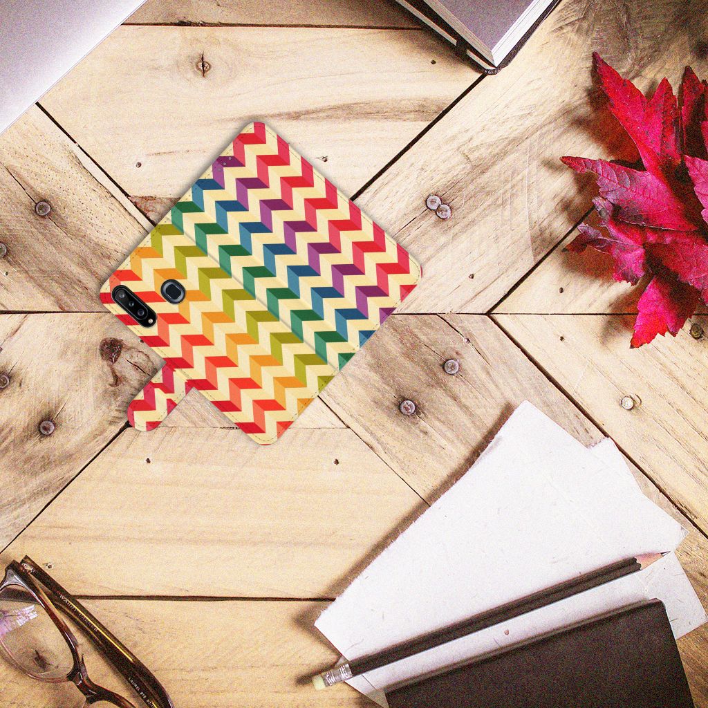 Samsung Galaxy A20s Telefoon Hoesje Zigzag Multi Color