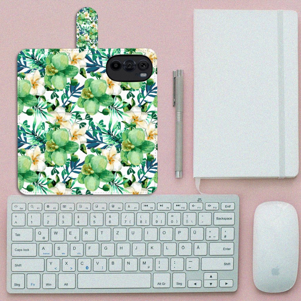 Motorola Edge 30 Pro Hoesje Orchidee Groen