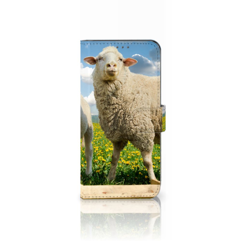 Samsung Galaxy A22 4G | M22 Telefoonhoesje met Pasjes Schaap en Lammetje